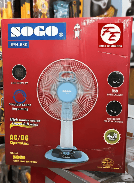 Sogo Rechargeable Fan – Table / Desk Fan (JPN-630) - ValueBox