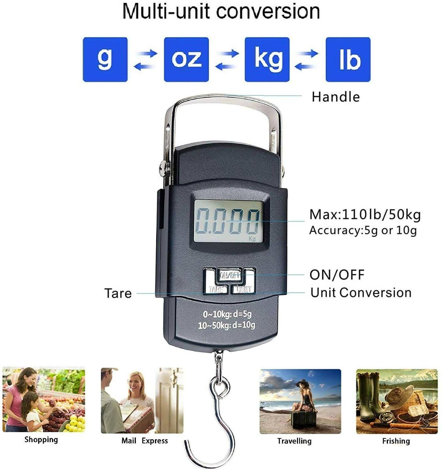 Luggage Hanging Scale 50kg Portable Electronic Digital Scale WH-A08 - ValueBox