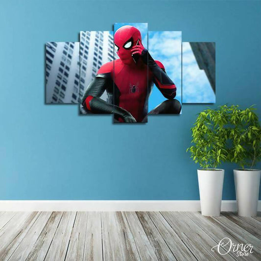 Wall Decor & Home Decor Painting Spiderman Calling (5 Panel) | Movies Wall Art