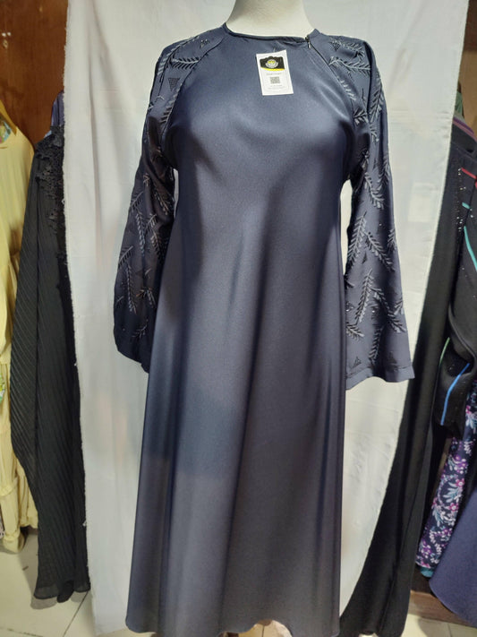 Gray plain with stone work Hijab for Girls