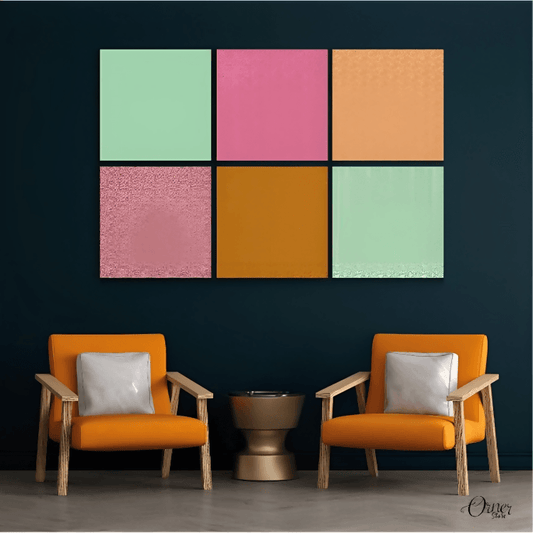 Textured Colorful Tiles (6 Panels) | Abstract Wall Art - ValueBox