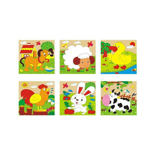 Pack of 6 - Wooden Farm Animal Puzzle - Multicolor - ValueBox