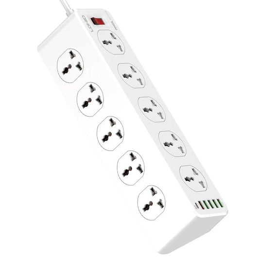 Ldnio Sc10610 30w 6-port Usb Charger Power Crod With 10 Outlets/5 Usb / 1 Pd Usb-c Wall Charger Adapter Fast Charging – White