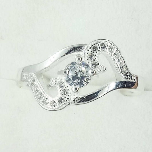 Pure Silver White Diamond Italian Rings Model # Hj0024