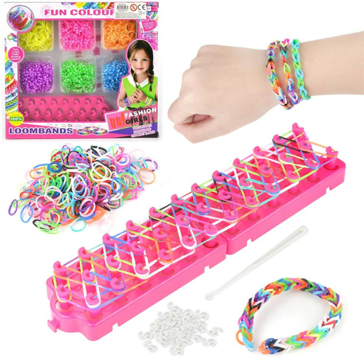 Loom Rubber Bands Bracelet Kit With Premium Quality Accessories - 6 Unique Bright Color Bands, Refill Kit for Girls & Boys
