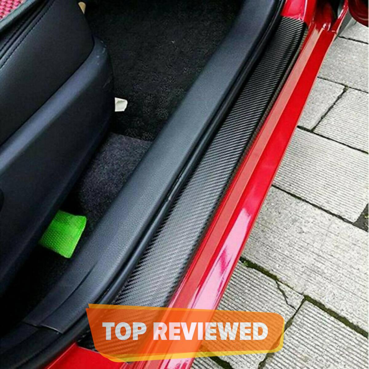 4Pcs Car Door Sill Protector,Door Sill Scuff Plate Carbon Fiber Stickers,Cover Door Anti Scratch for Cars - ValueBox