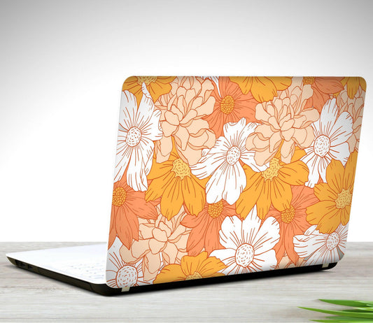 Orange Flowers Laptop Back Skin Vinyl Stickers - ValueBox