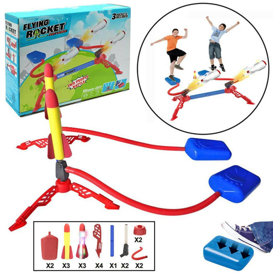 Flying EVA Foam Rocket Foot Launcher Toy For Kids - Two People Battle Set - Multi Color