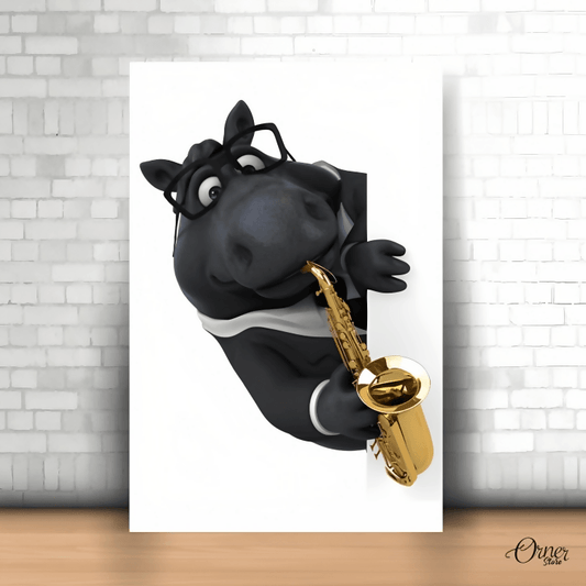 Hippo Playing The Trumpet | Music Poster Wal Art - ValueBox