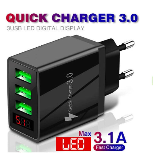 EU Plug USB Multi-Port USB Charger 3.0 + 6A