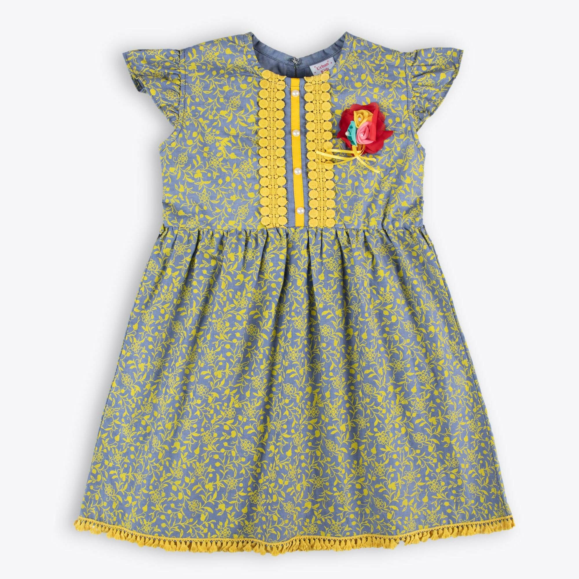 Yellow Imprint Frock - ValueBox