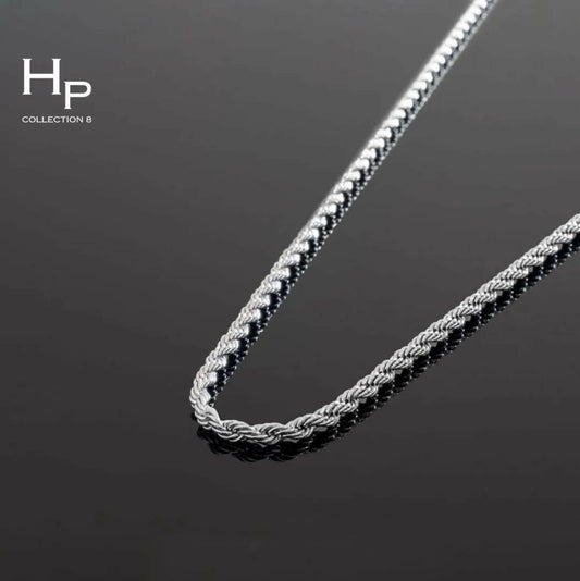 Italian Silver Rope Shaped Neck Chain For Men - High Quality