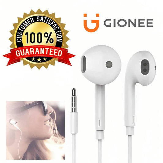 Gionee Handsfree 100% Original | Universal & Imported Music Earphone | Extra Bass - 3.5mm | Top Quality Sound Stereo Speakers | For Android _ White