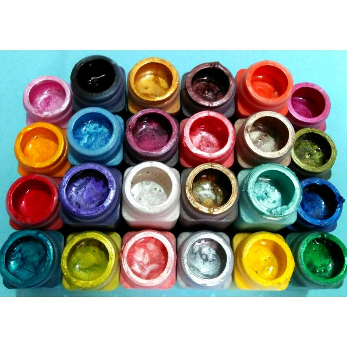 Acrylic Paint - Pack Of 24 - Metallic Liquids - 25ml Each Bottle - Calligraphy - Fabric Paint - Wood Paint - Canvas Paint - Metal Paint