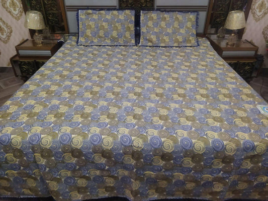 3 Pcs Cotton Printed Double Bedsheet - ValueBox