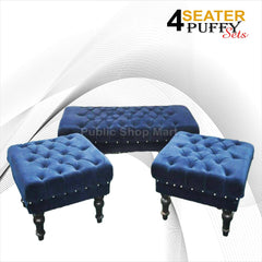 Custumize Sofa 4 Seater Puffy Sets Fabric Blue Valvid (Size 2 unit single seat 22x22 inches and 1 unit large 2 seater 44x22 complete set height 17 - ValueBox