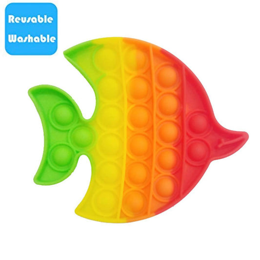 Push Pop Bubble Fidget Spinner Pop It Silicone Toy - 5 inches - Rainbow Angel Fish