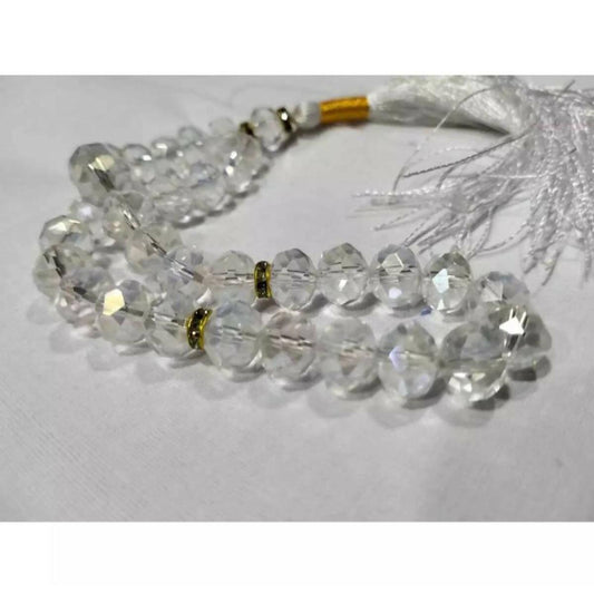 white crystal 33 beads tasbeeh