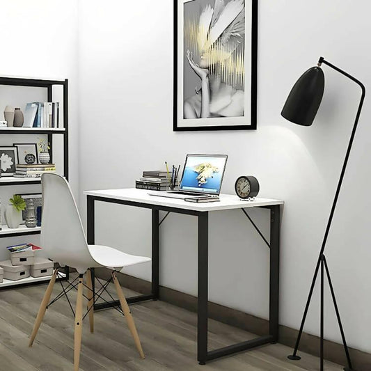Modern Study Computer Desk, Frosty White - ValueBox