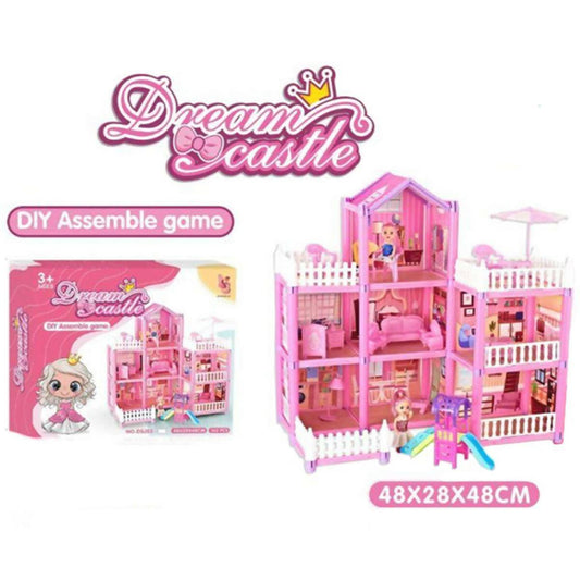 Dream Castle Big Doll House for Girls - 162 Pieces 3-Storey Villa Family DIY Accessories Assembly Toy Girl Gift - ValueBox
