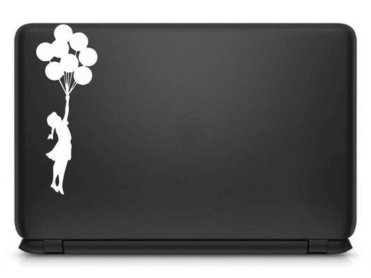 The Girl and Flying Balloons Vinyl Decal Laptop Sticker, Laptop Stickers for Boys and Girls, Bike Stickers, Car Bumper by Sticker Studio - ValueBox