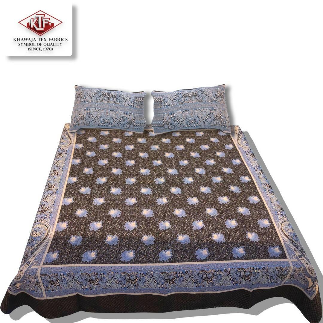 Khawaja King size double bed sheet traditional hand crafted bed set gultex style multani cotton bed cover with 2 pillow covers B10 - ValueBox