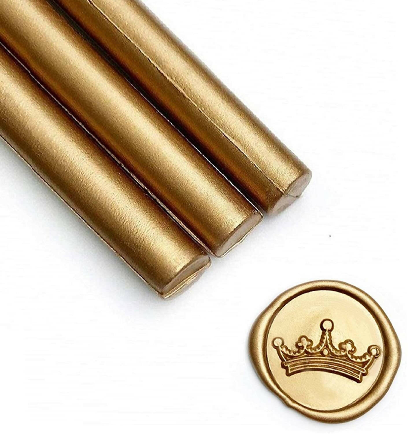 Pack of 5 - Glue Sealing Wax Sticks for Wax Seal Stamp - Metallic Antique Gold