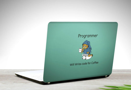 Programmer Write Code for Coffee Laptop Back Skin - ValueBox