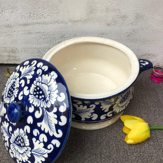 Blue Flower Cover Pot