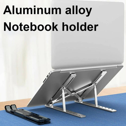 Foldable Adjustable Aluminum Laptop Stand Portable Desktop Holder Mounts - Premium Quality Portable Aluminum Foldable Laptop Metal Stand With Adjustable Height Folding Laptop Solid Stand With Anti Slip Rubber Grips - ValueBox