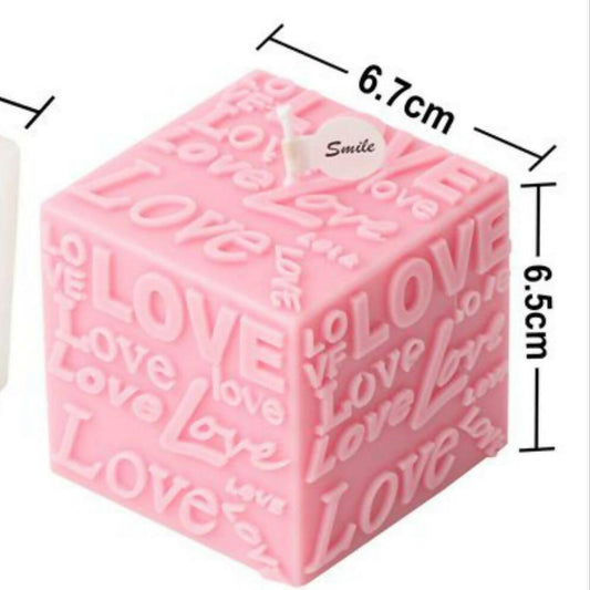 One Big Size Love Words engraved Scented and Smokeless Candles in Cubic Shape