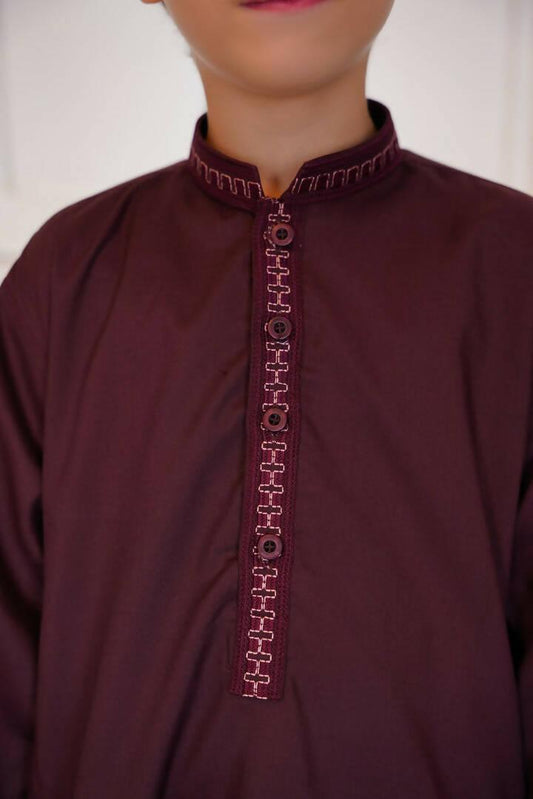 Maroon Embroidered Kurta Shalwar