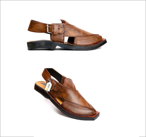 Norozi Chappal Leather Single Sole Double Shade Texture - ValueBox