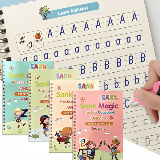 4pcs Sank Copybooks Pen Magic Copy Book Free Wiping Children's Kids Writing Sticker Practice Copybook For Calligraphy Preschools Kids Calligraphy