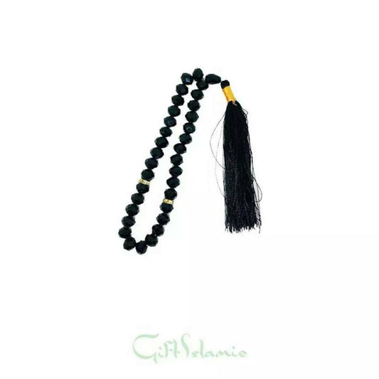 Black crystal 33 beads rosary Tasbeeh