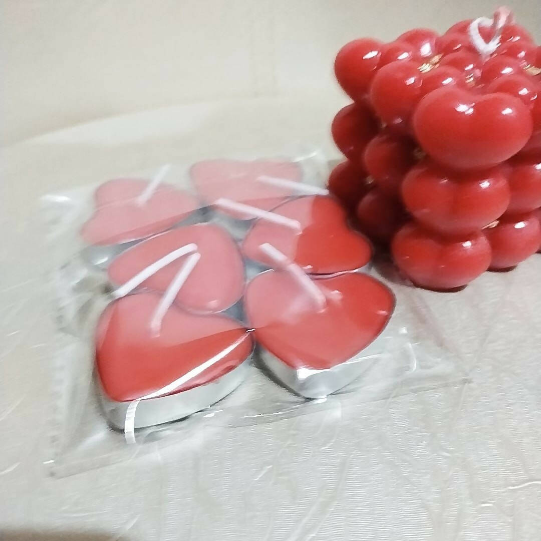 Pack of 7 Most demanded Scented Heart Candles in Bright Red