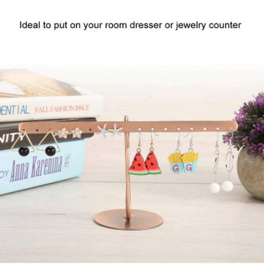 Metal Single T Shape Jewelry Displays Stand,16 Holes Ring Necklace Display Stand - ValueBox