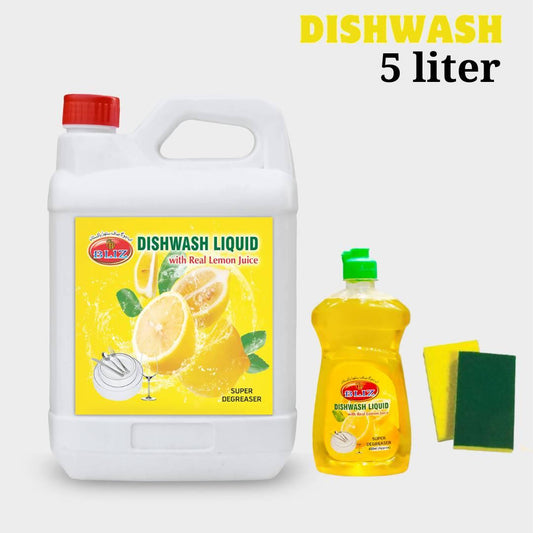 Bliz Thick Dishwash Liquid 5 liters With Free Empty Bottle and Rubbing Pad