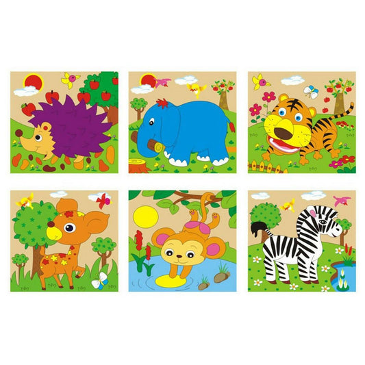 6 Sided Jungle Animals Cubical Wooden Puzzle for Kids - ValueBox