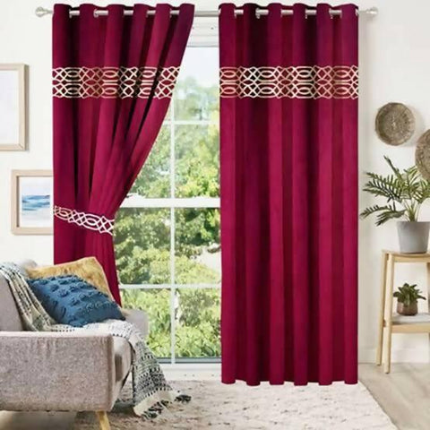 Velvet embroidery curtain Pack of 2 - ValueBox