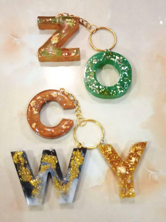 Alphabet Handmade Resin Glittery Keychains Without any charms