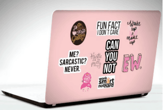 Pink Background Mix Sticker, Stickers Doodles, Laptop Skin Vinyl Sticker Decal, 12 13 13.3 14 15 15.4 15.6 Inch Laptop Skin Sticker Cover Art Decal Protector Fits All Laptops - ValueBox