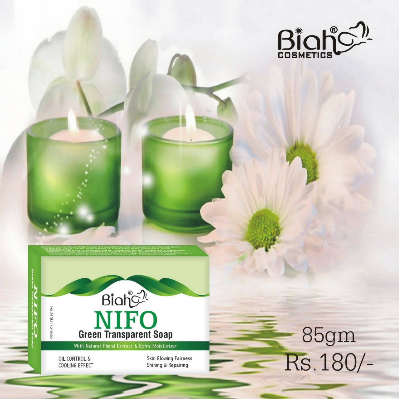 Biah Cosmetics - 3 packs of Nifo Green Tranparent Soap