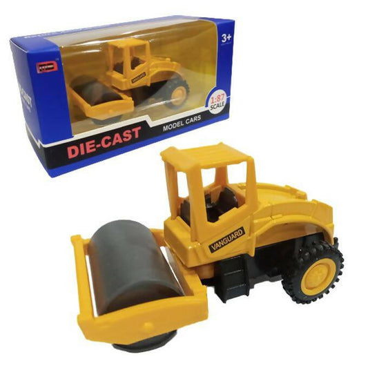 Construction Toys Die Cast 1:87 Scale - Road Roller - Size Approx. 4 inch - Yellow - ValueBox