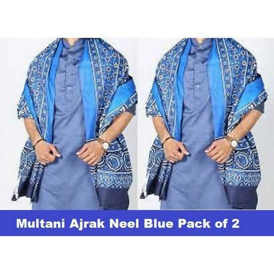 Sindhi Ajrak/Dopatta Best 4 Unisex Multi color Cotton Stuff Pack of 2