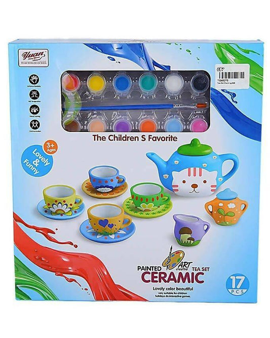 Ceramic Tea Set with Painting Colors - Multi Color - ValueBox