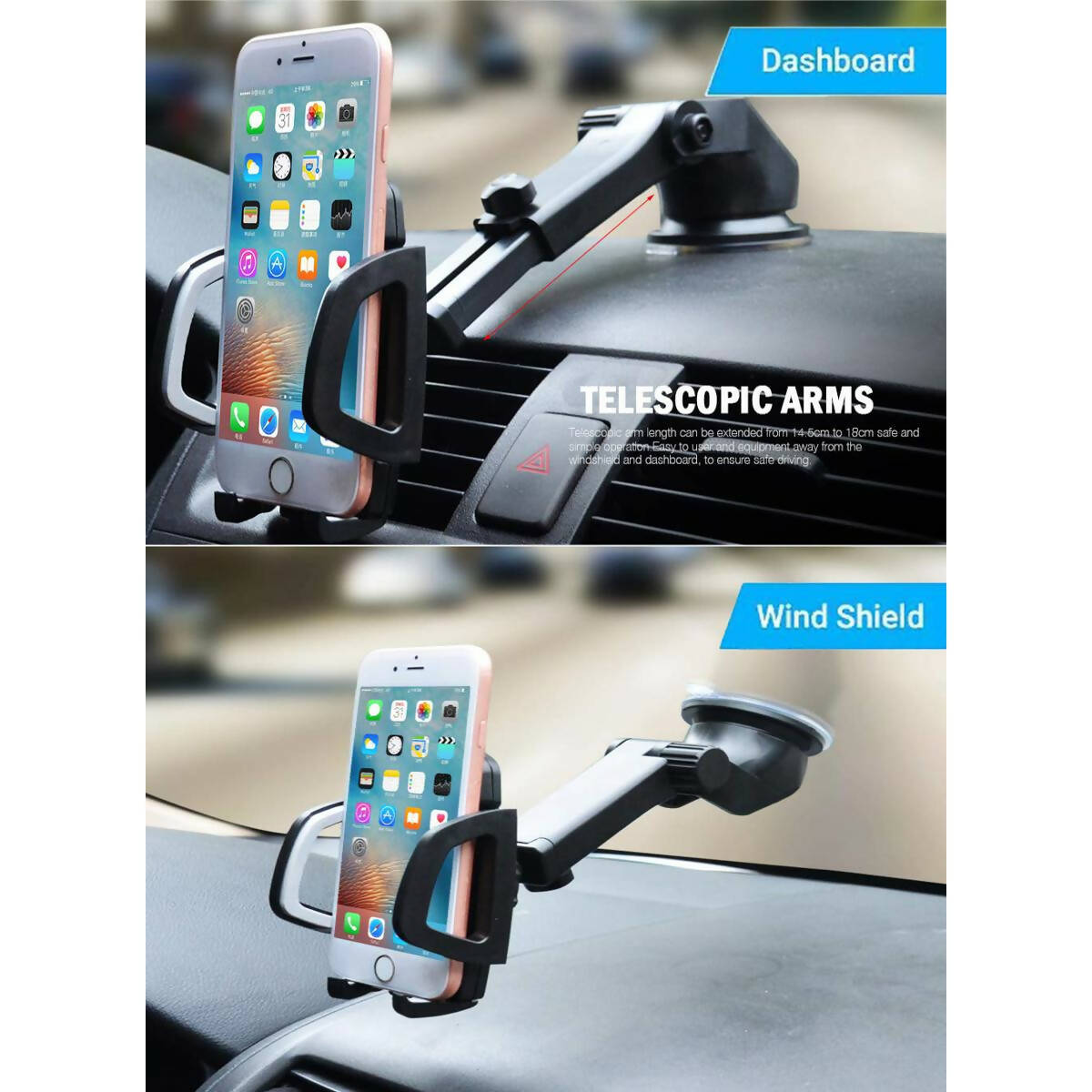 Car Phone Holder Mount Dashboard Windshield Universal 360 Degree GPS Desk Table Cell Mobile Phone Holder Stand