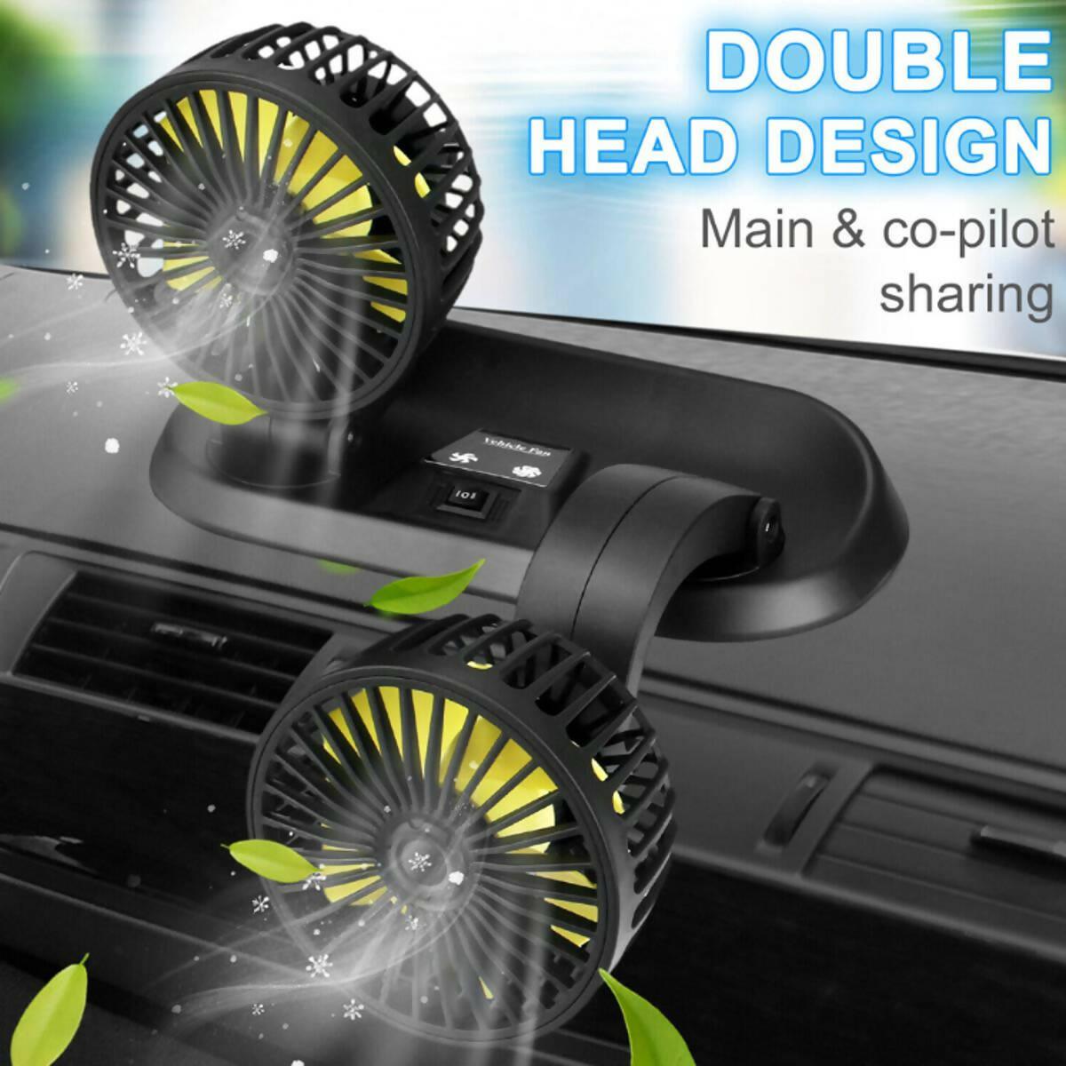 Car Fan Car Cooling Fan 360° Adjustable Dual Head Cooling Air Fan - ValueBox