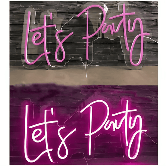 Let's Party Neon Sign Board Glow Neon Light Wall Signboards Led Sign Boards for Shop Restaurant Room Decoration - ValueBox