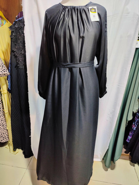 Black simple abaya with belt